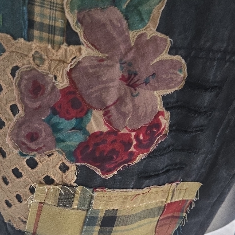 Boho Patchwork Black Women’s Jeans - Picture 3 of 4